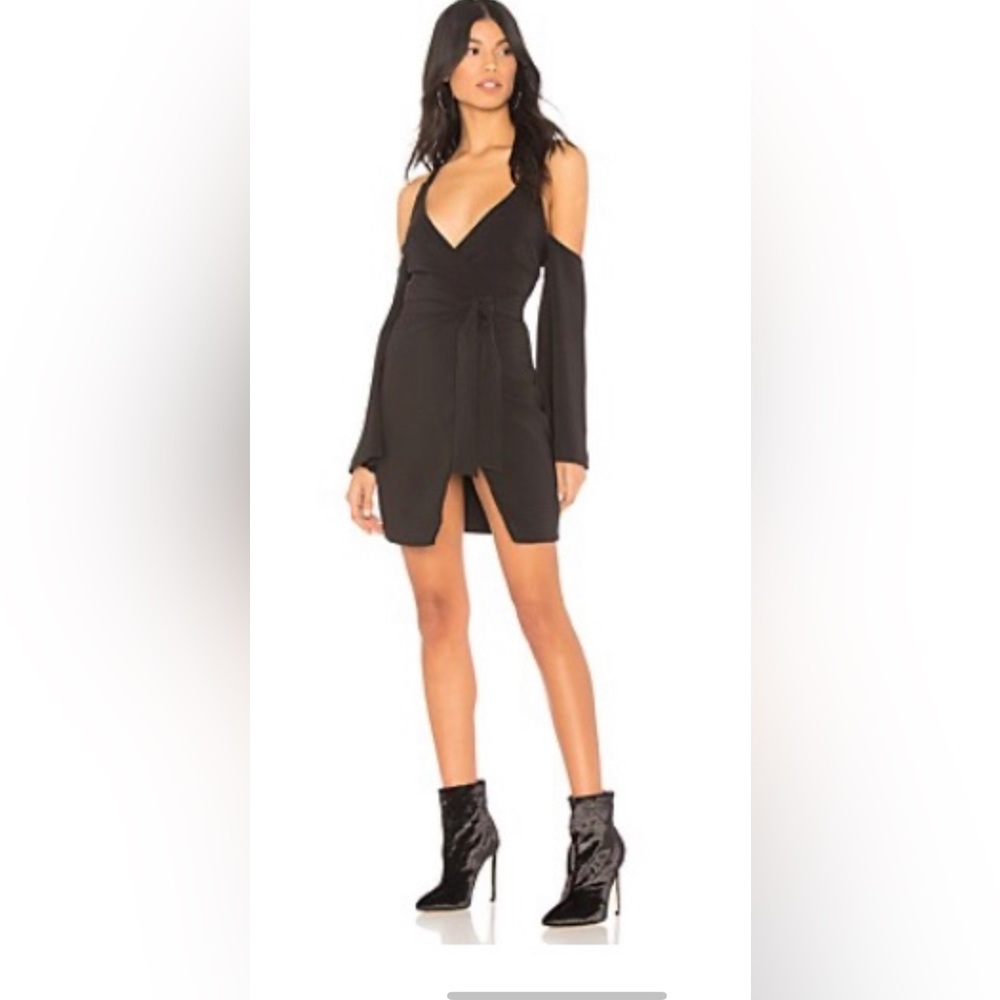 REVOLVE x Chrissy Teigan Black Wrap Front Mini Dress